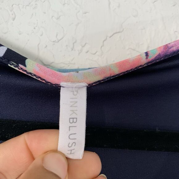 PinkBlush Maxi Dress Women 3XL Maternity Pink Navy Floral Abstract Baby Shower - Picture 6 of 10